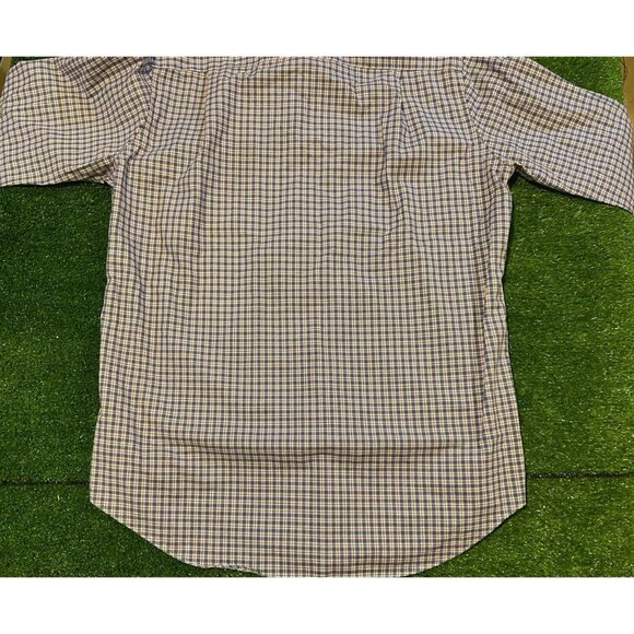 David Donahue shirt large mens plaid gingham casual business blue long sleeve - Picture 13 of 15